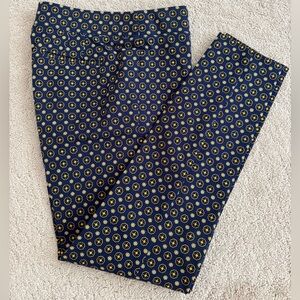 Talbots Navy and Yellow Patterned Pants